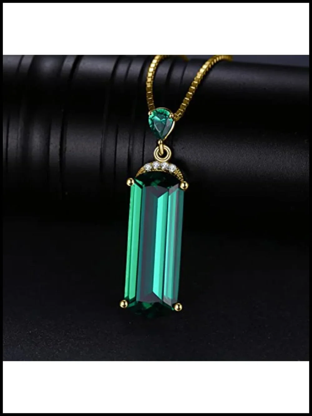 4.4ct Fancy Cut Simulated Green Nano Emerald Pendant Necklace, 925 Sterling